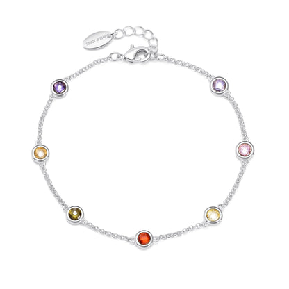Silver Plated Multi Coloured Crystal Bracelet Created with Zircondia® Crystals