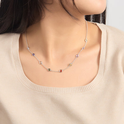 Silver Plated Multi Coloured Crystal Necklace Created with Zircondia® Crystals
