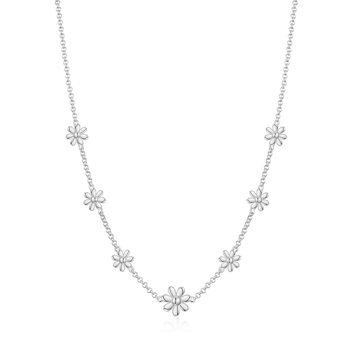 Silver Plated Multi Daisy Necklace