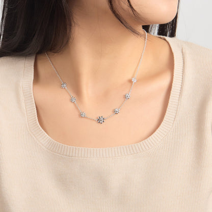 Silver Plated Multi Daisy Necklace