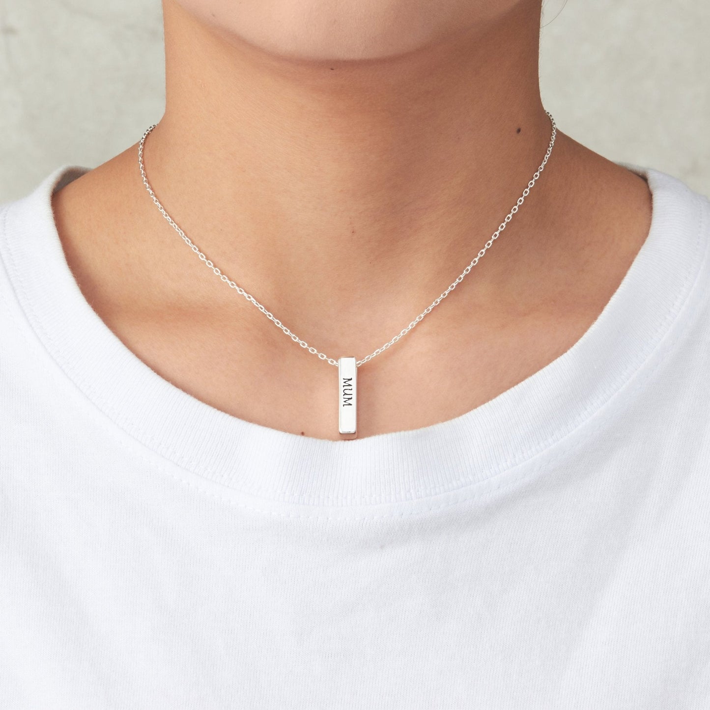 Silver Plated Mum Bar Necklace