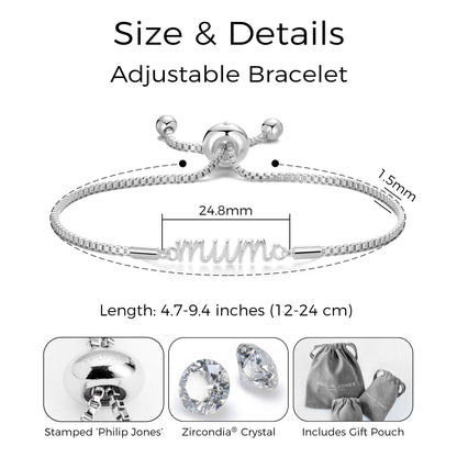 Silver Plated Mum Bracelet Created with Zircondia® Crystals with Gift Box