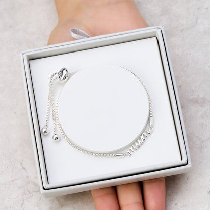 Silver Plated Mum Bracelet Created with Zircondia® Crystals with Gift Box