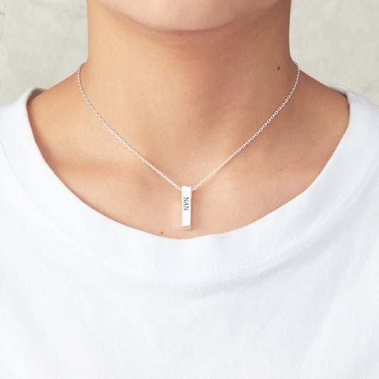 Silver Plated Nan Bar Necklace