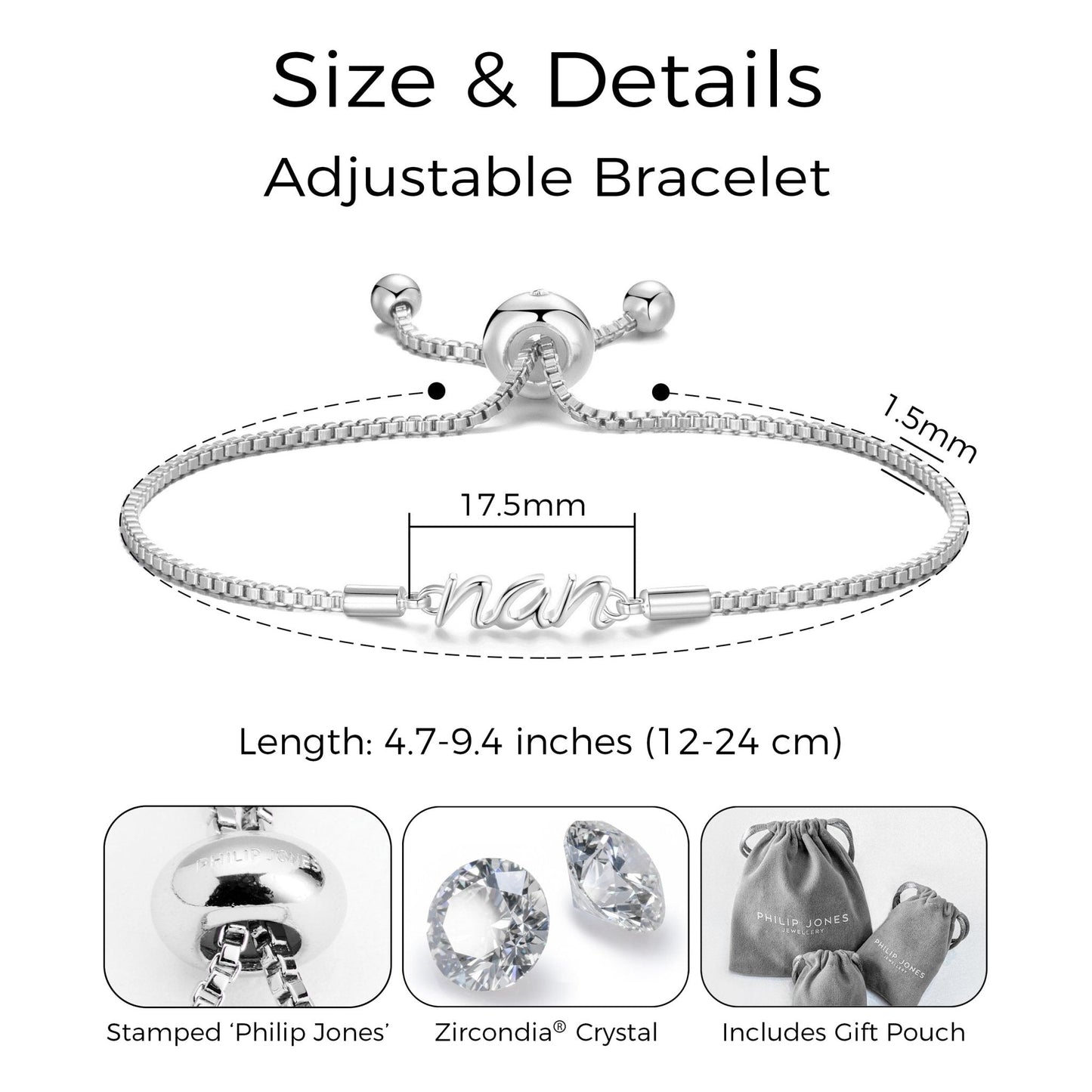 Silver Plated Nan Bracelet Created with Zircondia® Crystals with Gift Box