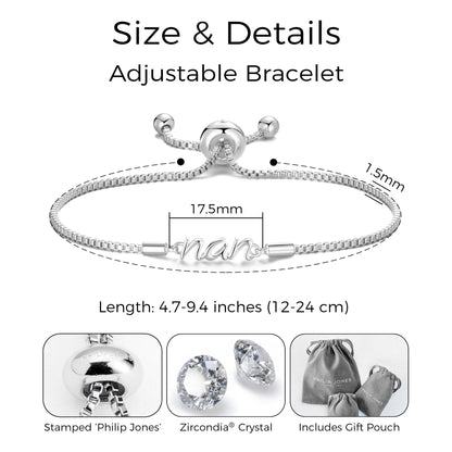 Silver Plated Nan Bracelet Created with Zircondia® Crystals with Gift Box