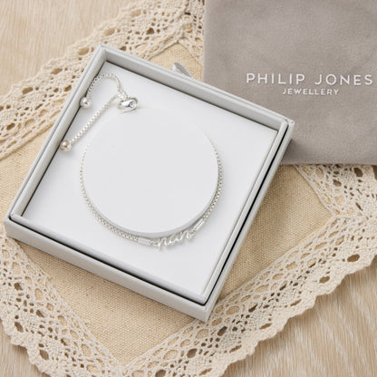 Silver Plated Nan Bracelet Created with Zircondia® Crystals with Gift Box