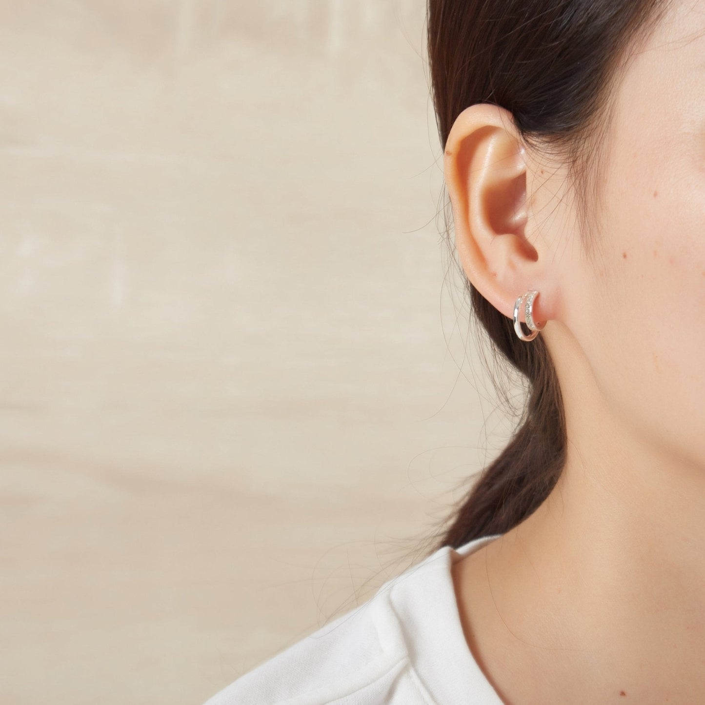 Silver Plated Open Double Hoop Earrings Created With Zircondia® Crystals