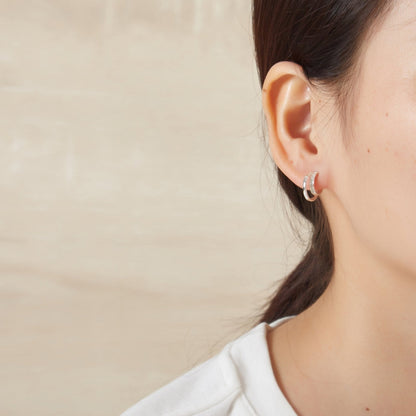 Silver Plated Open Double Hoop Earrings Created With Zircondia® Crystals