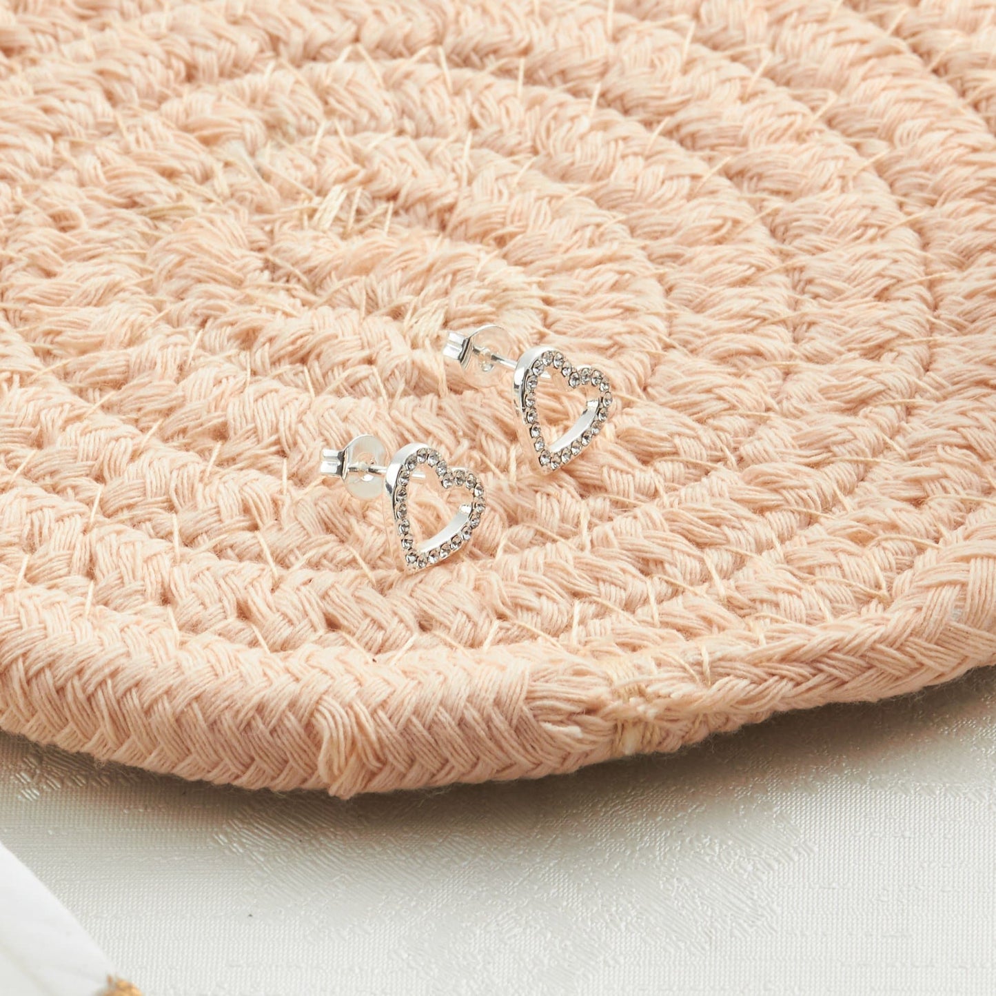 Silver Plated Open Heart Earrings Created with Zircondia® Crystals