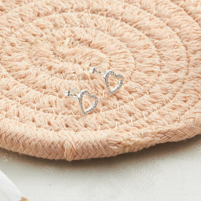 Silver Plated Open Heart Earrings Created with Zircondia® Crystals