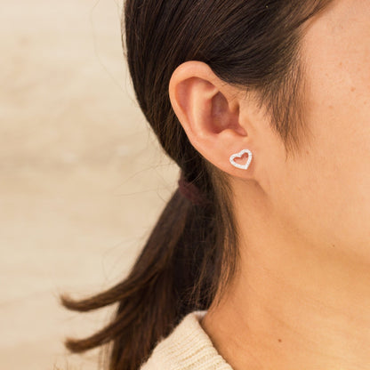 Silver Plated Open Heart Earrings Created with Zircondia® Crystals