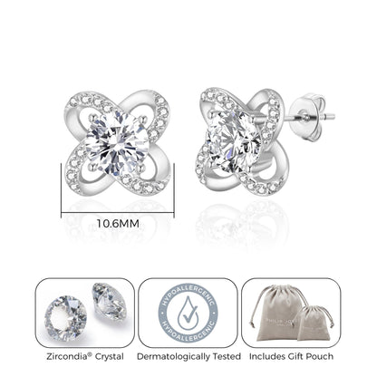 Silver Plated Orbit Earrings Created with Zircondia® Crystals