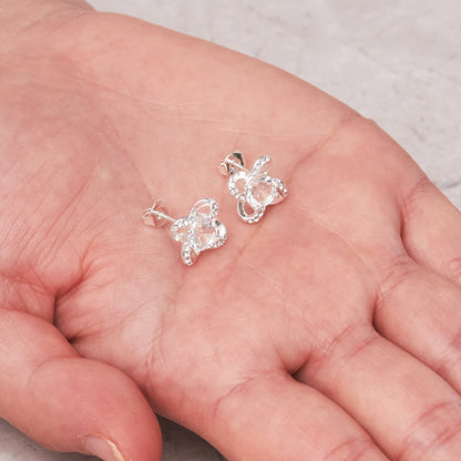 Silver Plated Orbit Earrings Created with Zircondia® Crystals