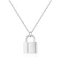 Silver Plated Padlock Necklace Created with Zircondia® Crystals