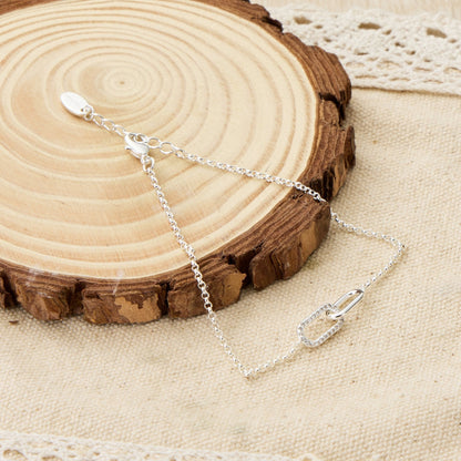 Silver Plated Paperclip Link Bracelet Created with Zircondia® Crystals