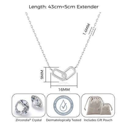 Silver Plated Paperclip Link Necklace Created with Zircondia® Crystals
