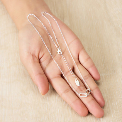 Silver Plated Paperclip Link Necklace Created with Zircondia® Crystals