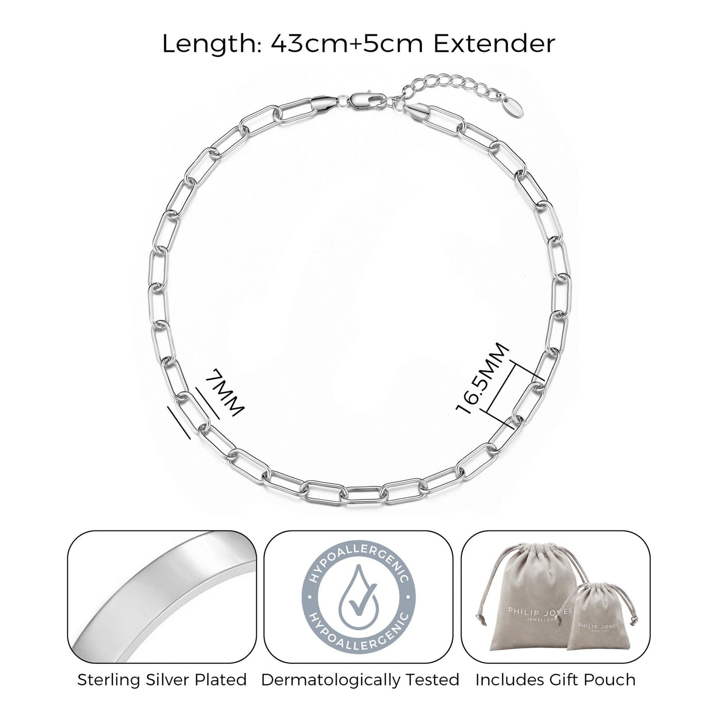 Silver Plated Paperclip Necklace