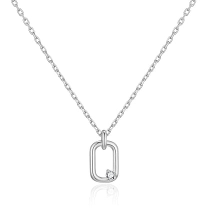 Silver Plated Paperclip Necklace Created with Zircondia® Crystals