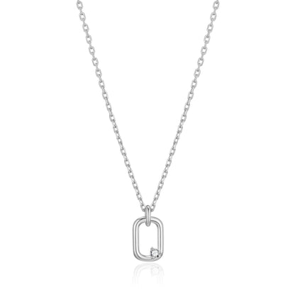 Silver Plated Paperclip Necklace Created with Zircondia® Crystals