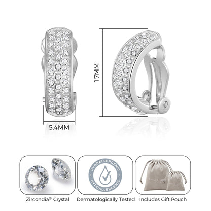 Silver Plated Pave Clip On Earrings Created with Zircondia® Crystals