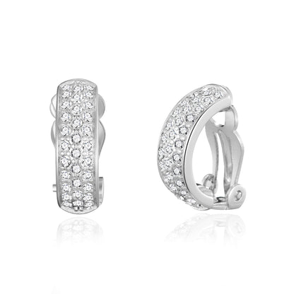 Silver Plated Pave Clip On Earrings Created with Zircondia® Crystals