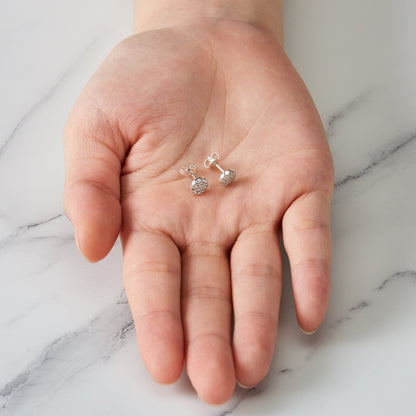 Silver Plated Pave Round Earrings Created with Zircondia® Crystals