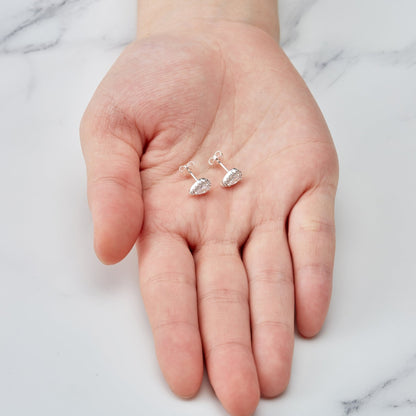 Silver Plated Pear Halo Earrings Created with Zircondia® Crystals