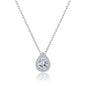 Silver Plated Pear Halo Necklace Created with Zircondia® Crystals