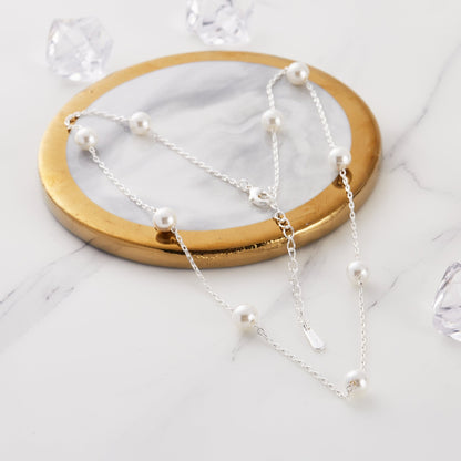 Silver Plated Pearl Chain Necklace