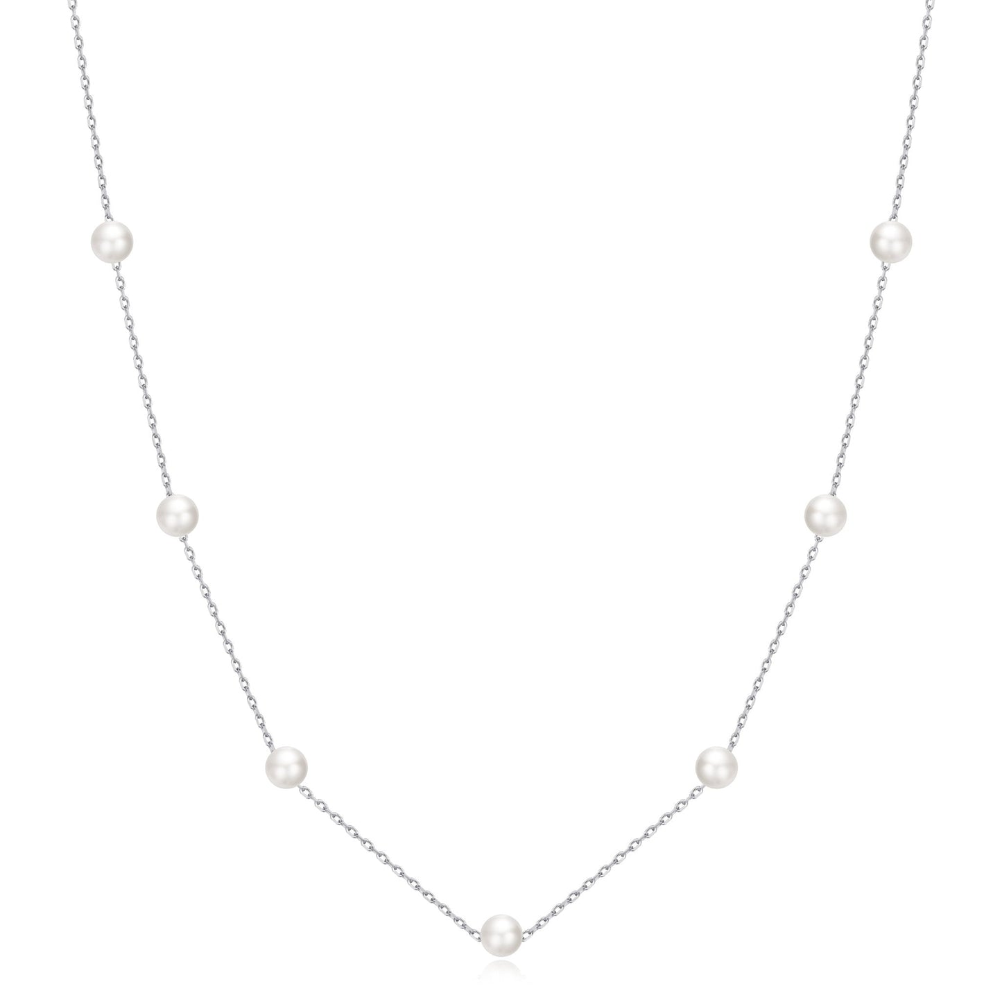 Silver Plated Pearl Chain Necklace