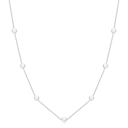 Silver Plated Pearl Chain Necklace