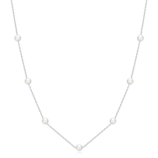 Silver Plated Pearl Chain Necklace