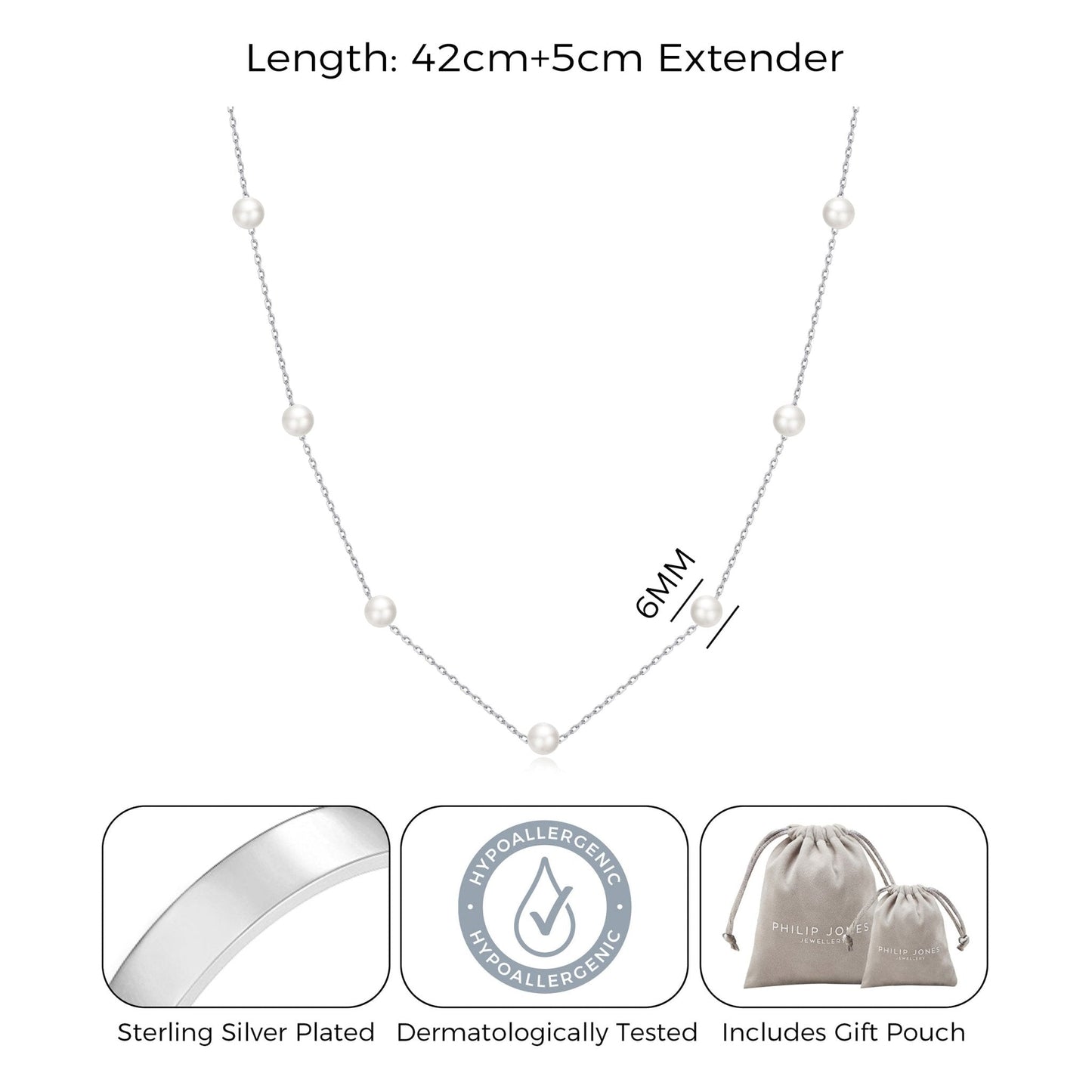 Silver Plated Pearl Chain Necklace