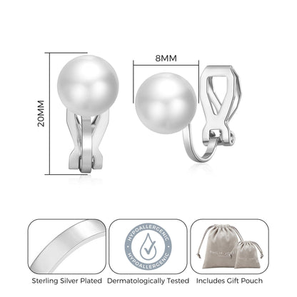 Silver Plated Pearl Clip On Earrings