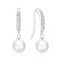 Silver Plated Pearl Drop Earrings Created with Zircondia® Crystals