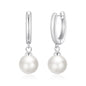 Silver Plated Pearl Drop Hoop Earrings