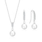 Silver Plated Pearl Drop Set Created with Zircondia® Crystals