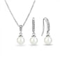 Silver Plated Pearl Drop Set Created with Zircondia® Crystals