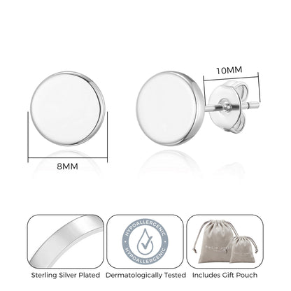 Silver Plated Round Dot Stud Earrings