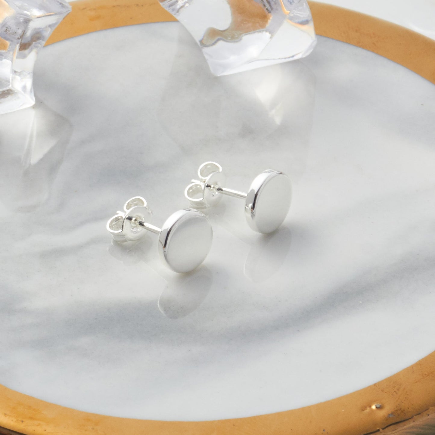 Silver Plated Round Dot Stud Earrings