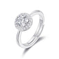 Silver Plated Round Halo Ring Created with Zircondia® Crystals