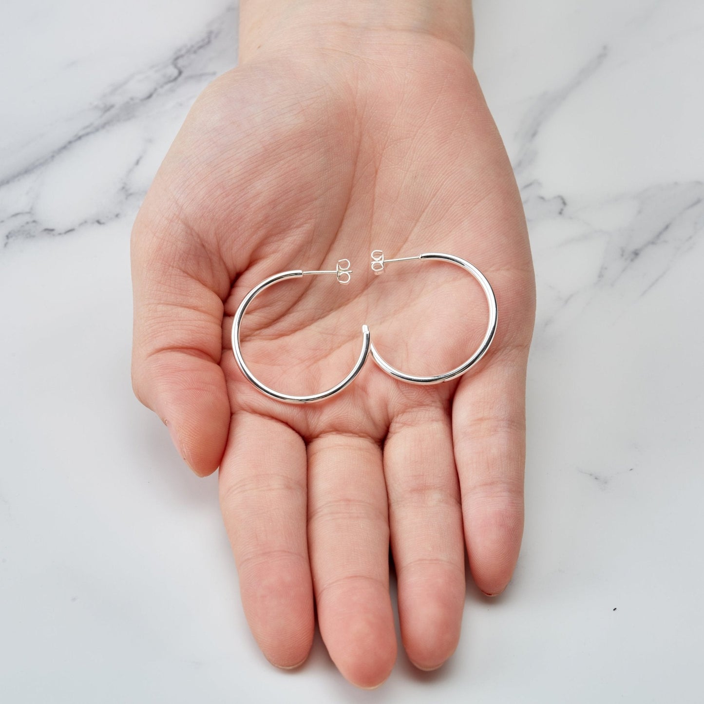 Silver Plated Round Hoop Earrings