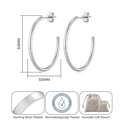 Silver Plated Round Hoop Earrings