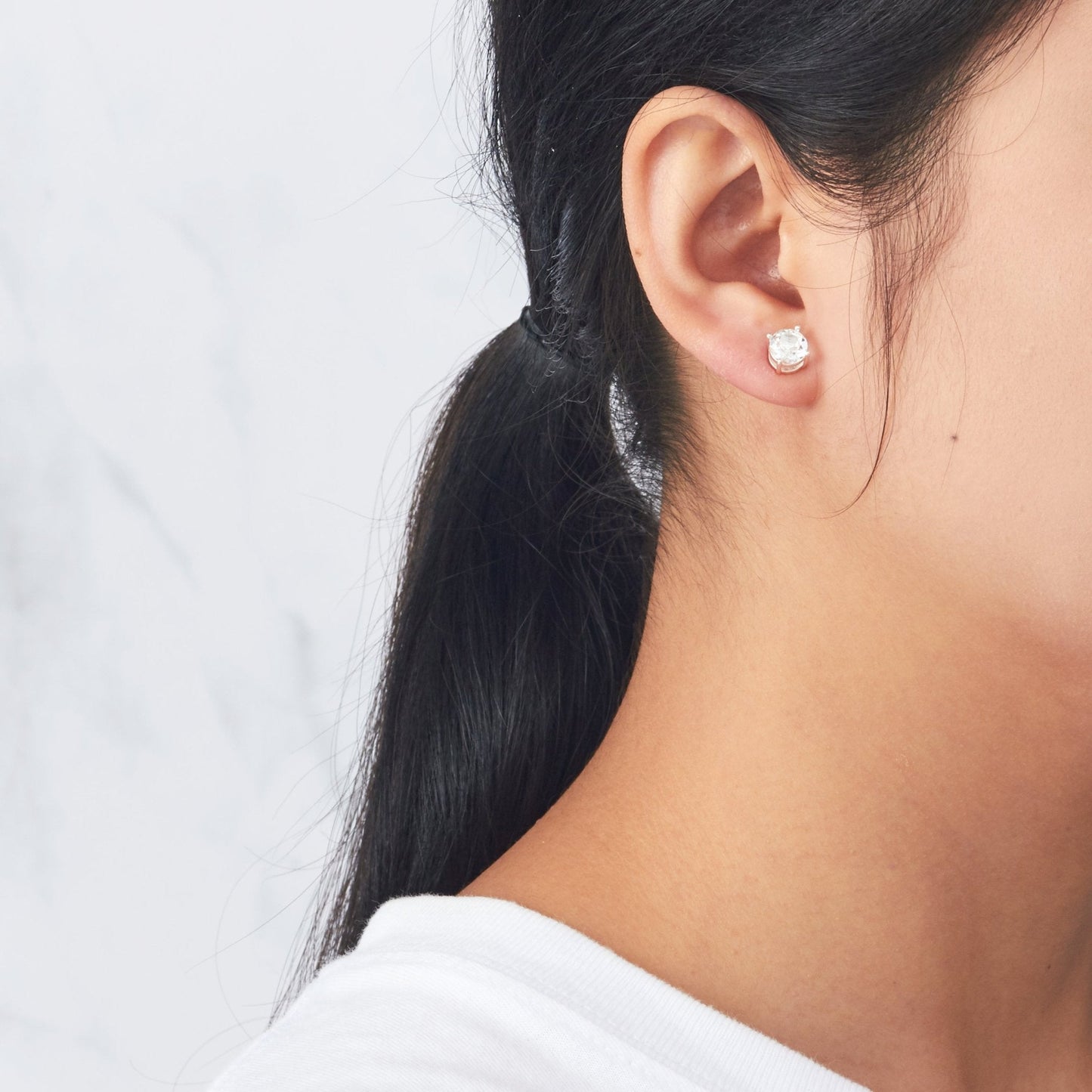 Silver Plated Round Magnetic Clip On Stud Earrings Created with Zircondia® Crystals