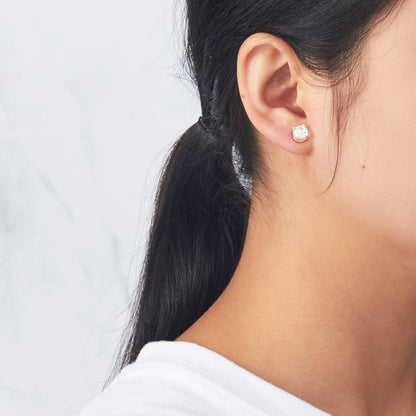 Silver Plated Round Magnetic Clip On Stud Earrings Created with Zircondia® Crystals