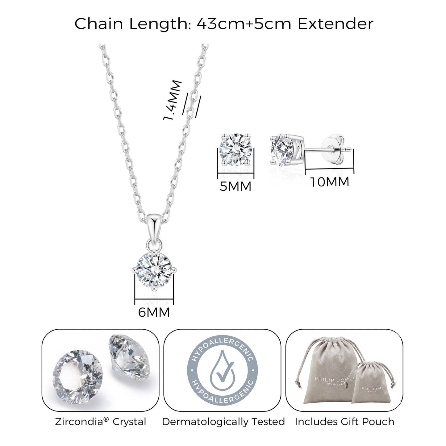 Silver Plated Solitaire Friendship Slider Set Created with Zircondia® Crystals