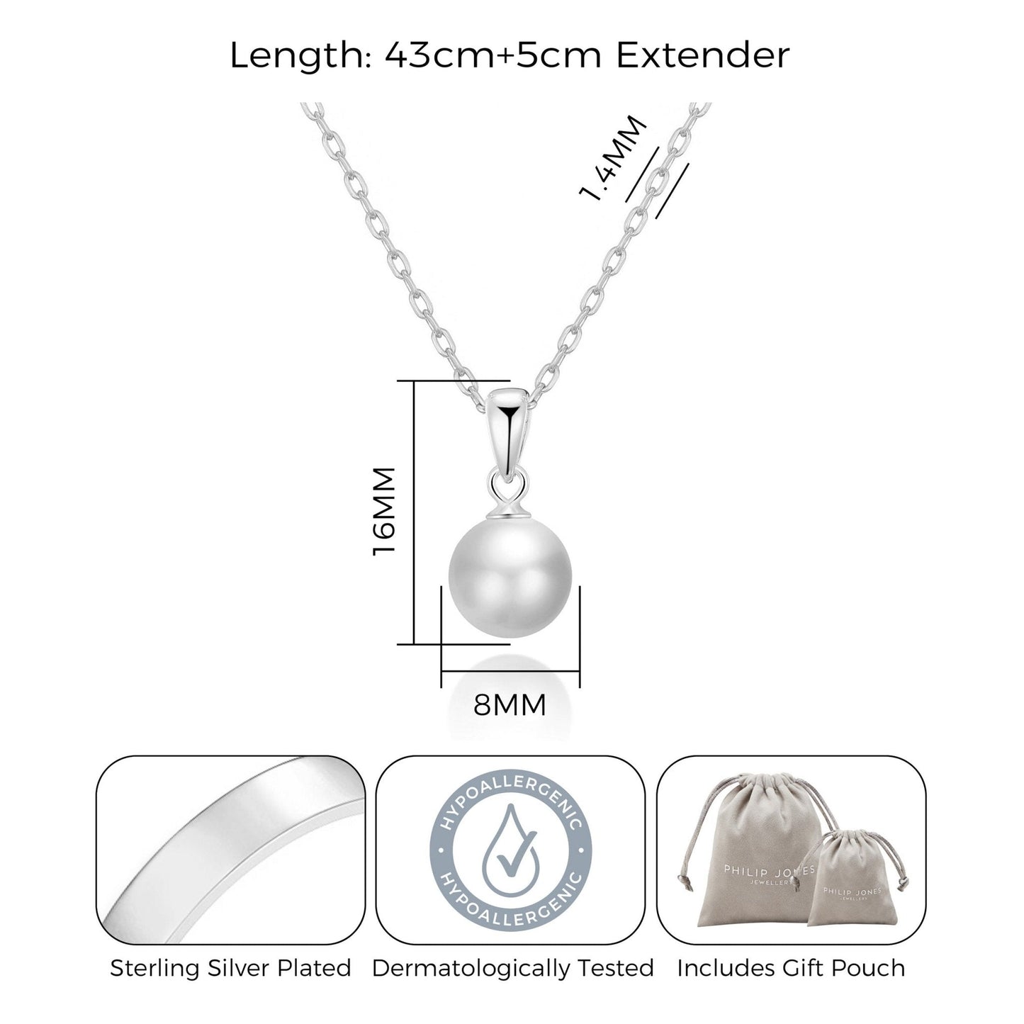 Silver Plated Shell Pearl Necklace