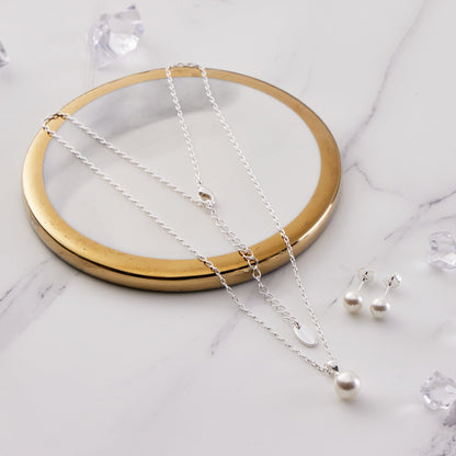 Silver Plated Shell Pearl Set